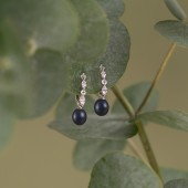 Cercei argint cu perle naturale negre și cristale, cu tortițe DiAmanti SK25486EL_B-G